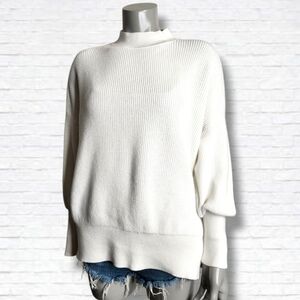 Barbour International White Crewneck Oversized Knit Sweater Size S